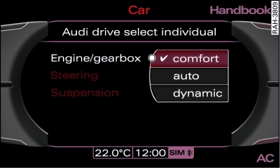 MMI display: Changing the set-up individually